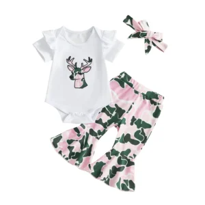 2Pcs Baby Camo Print Outfit